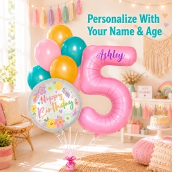 Boho PERSONALIZED Name & Single Digit Age Balloon Bouquet